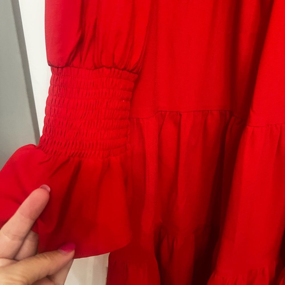 Pomander Place Red Tiered Long-Sleeve Dress - Picture 3 of 4